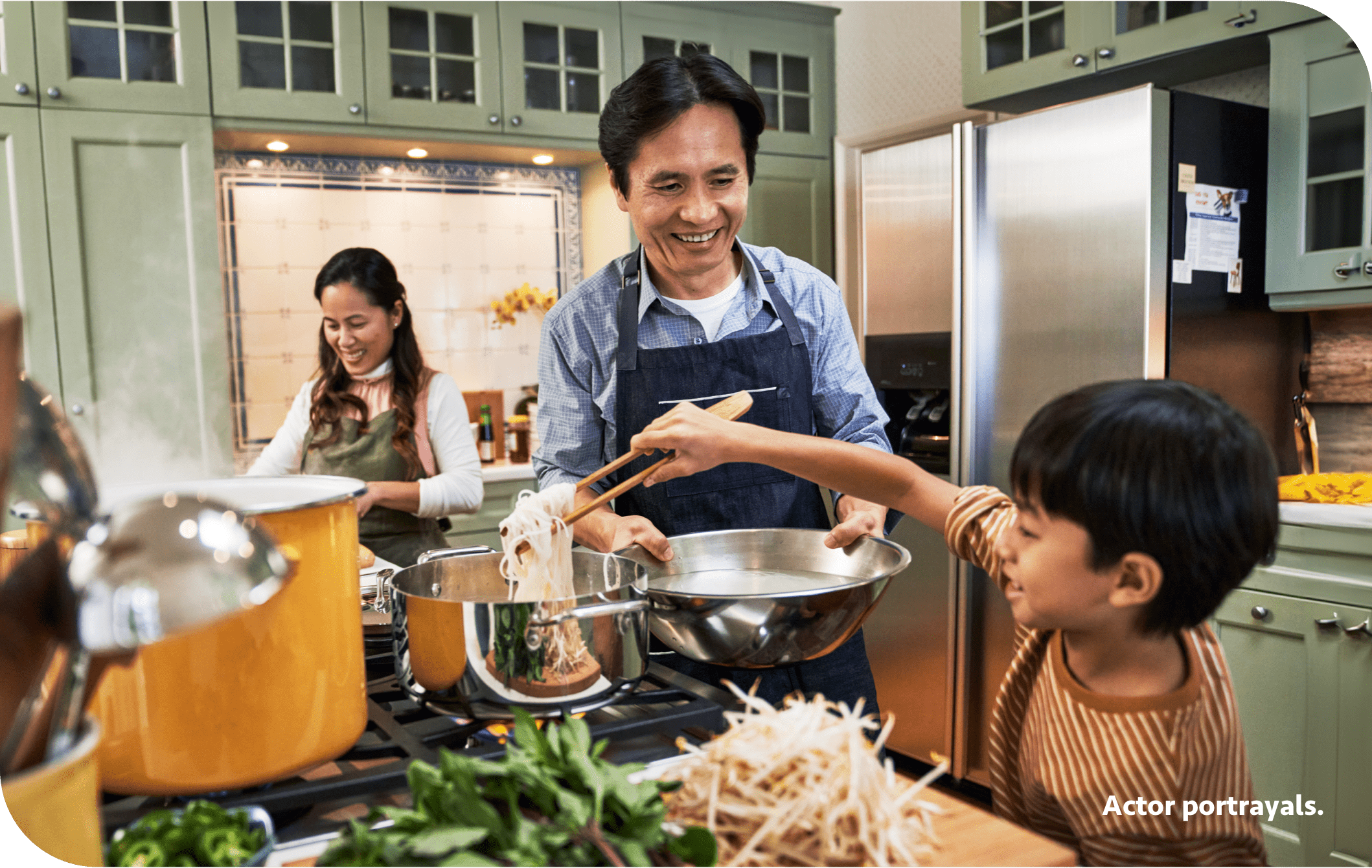 Family cooking moment